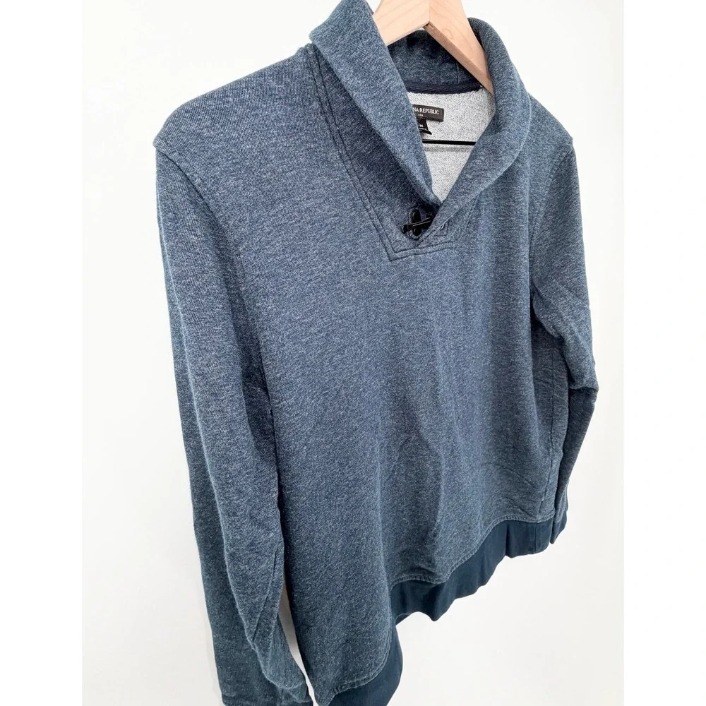 Banana Republic Men's M Blue Shawl Collar Pullover Sweatshirt Sweater Fall